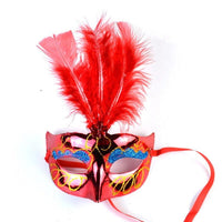 Masques de mascarade en plumes optiques rougeoyantes