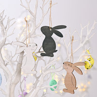 Wooden Rabbit Easter Pendant Ornament