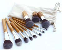 Poignée en bambou pinceau de maquillage pôle en bambou pinceaux de maquillage costume pôle en bambou avec sac de qualité supérieure