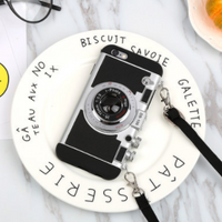 Étui pour iPhone avec appareil photo 3D rétro avec lanière