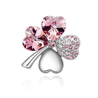 Broche de trébol de cuatro hojas de cristal dulce