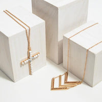 Natural Stone Beaded Cross Pendant Long Necklace