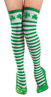 Ensemble de chaussettes rayées vertes avec bandeau trèfle irlandais