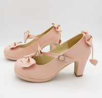 LINK Harajuku Lolita bombas charol tacones altos sólido pajarita mucama Cosplay zapatos suaves mujeres Mary Janes zapatos de noche