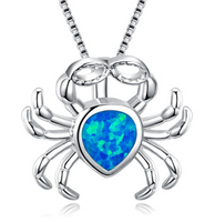 Collar con colgante de tortuga marina de ópalo azul relleno de plata de moda para mujer, regalo de joyería de playa de océano de boda Animal femenino
