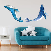 Pegatina de ballena estrellada para habitación infantil, ballena estrellada, pegatina de pared de animales marinos
