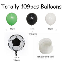 Diseño de escena, decoración de fondo, traje combinado de globo de látex de fútbol