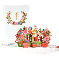 Flowers Anniversary Greeting Card 3D Stereo
