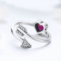 Anillo De Plata De Ley Con Corazón Femenino Puede Ser Anverso Y Trasero.