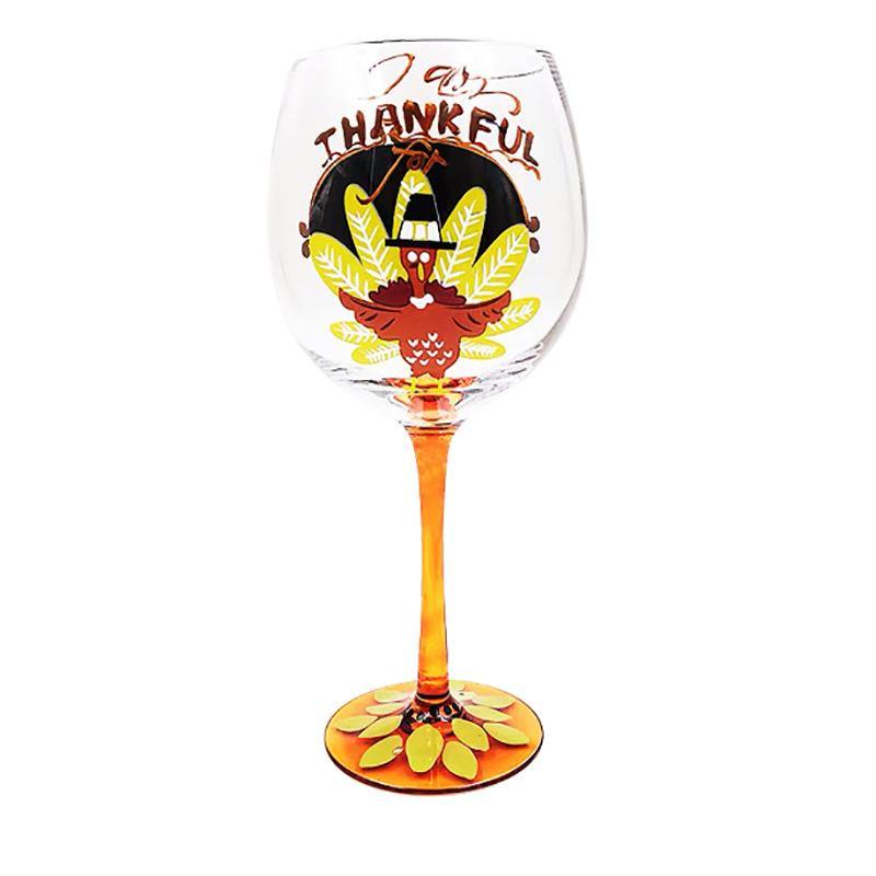 thanksgiving wine glasses Hand-painted Holiday Wine Glasses