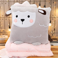 Couverture d'oreiller de voyage 2 en 1 en peluche d'animal de dessin animé