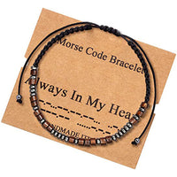 Pulsera de código Morse cuentas de madera de cálculo biliar negro