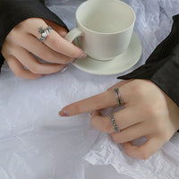 Bague fleur 3D en argent S925 pour femmes, mode rétro