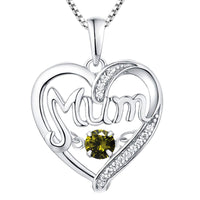 Collier cœur pulsatile en argent S925 pour maman, cadeau de fête des mères, pierres de naissance, pendentif intelligent