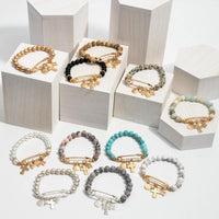 Natural Stone Beaded Safety Pin Charm Bracelets