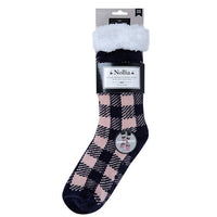 Buffalo Plaid Plush Fleece Lined Sherpa Slipper Socks
