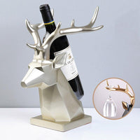 Casier à vin tête de cerf géométrique