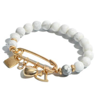 Natural Stone Beaded Safety Pin Charm Bracelets