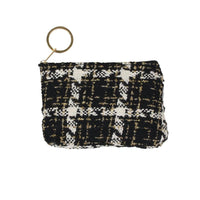 Accessoires d'hiver à carreaux en tweed métallisé doré