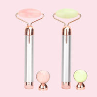 Rodillo facial de jade de cuarzo rosa natural vibrante eléctrico
