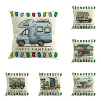 Housses de coussin en lin Happy Campers RV