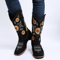 Bottes de cowboy brodées de tournesol