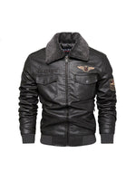 Veste en cuir pour hommes en peluche chaud manteau en cuir PU à revers de moto européenne et américaine