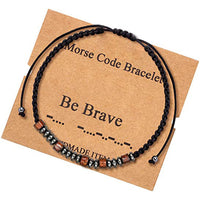 Pulsera de código Morse cuentas de madera de cálculo biliar negro