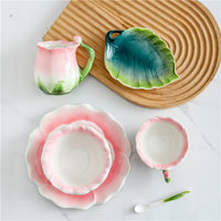 Ensemble de pots et assiettes, tasse à eau, marque de café en céramique Rose