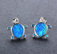 Blue Opal Sea Turtle Pendant Necklaces
