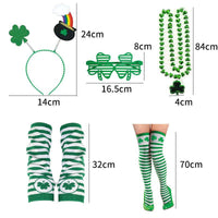 Ensemble de chaussettes rayées vertes avec bandeau trèfle irlandais