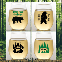BLACK BEAR Stemless Shatterproof Wine Glasses (2 Pack)
