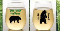 BLACK BEAR Stemless Shatterproof Wine Glasses (2 Pack)