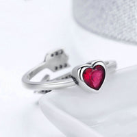 Anillo De Plata De Ley Con Corazón Femenino Puede Ser Anverso Y Trasero.