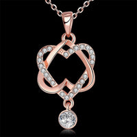 Double Reverse Heart Pendant Necklace