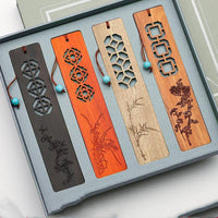 Coffrets cadeaux de marque-pages en bois sculpté chinois
