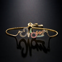 Pulsera de Oro Color Personalizado Circonio MOM Joyería Regalo