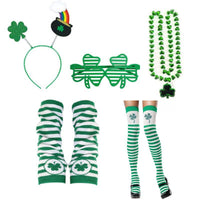 Ensemble de chaussettes rayées vertes avec bandeau trèfle irlandais