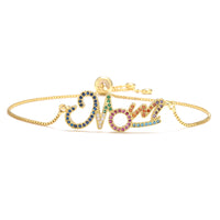 Pulsera de Oro Color Personalizado Circonio MOM Joyería Regalo