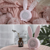 Réveil numérique LED avec oreilles de lapin, affichage électronique, contrôle du son, lampe de nuit en forme de lapin mignon, horloge de bureau pour la décoration de la maison