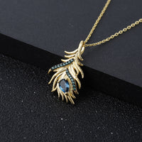Spot Collection Design London Blue Topaz 925 Silver Making Feather Series Jewelry Set