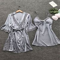 Pajamas simulation silk nightgown plus size nightdress