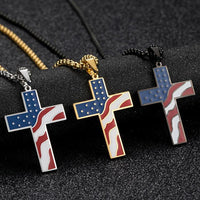 Pendentif Croix Drapeau Américain