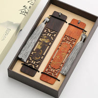 Coffrets cadeaux de marque-pages en bois sculpté chinois