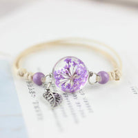 Bracelets à breloques en fleurs séchées et en résine