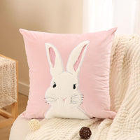 Coussins décoratifs en forme de lapin brodé en peluche
