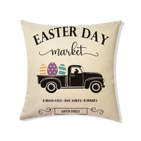 Easter Printed Linen Throw Pillow Covers
