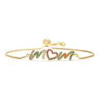 Pulsera de Oro Color Personalizado Circonio MOM Joyería Regalo