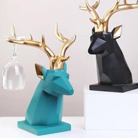 Casier à vin tête de cerf géométrique