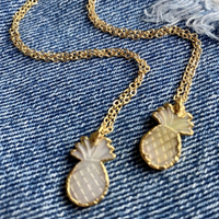 Carved Shell Pineapple Pendant Necklace